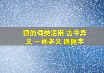 狼的词类活用 古今异义 一词多义 通假字